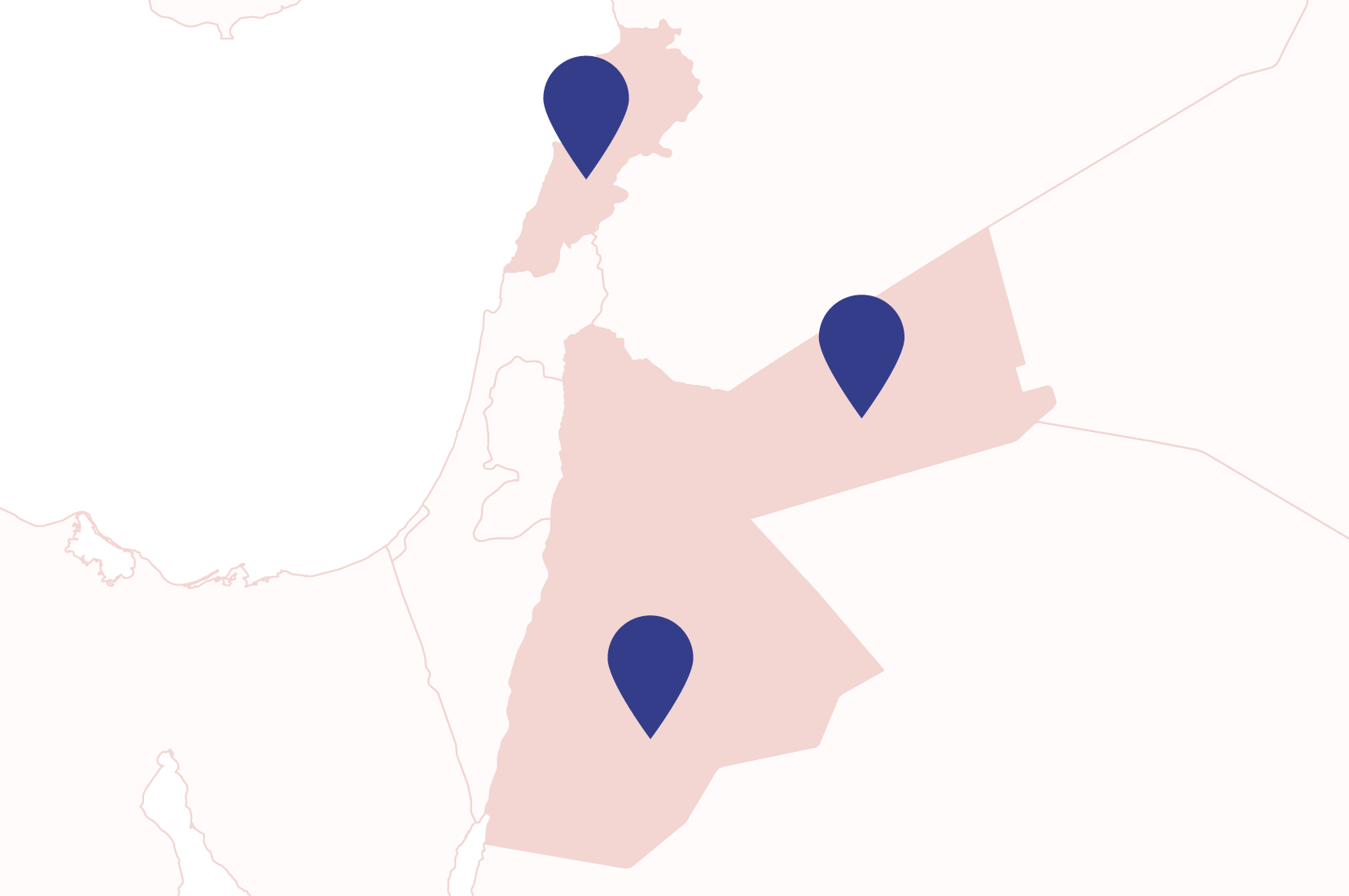 Map showing Jordan and Lebanon